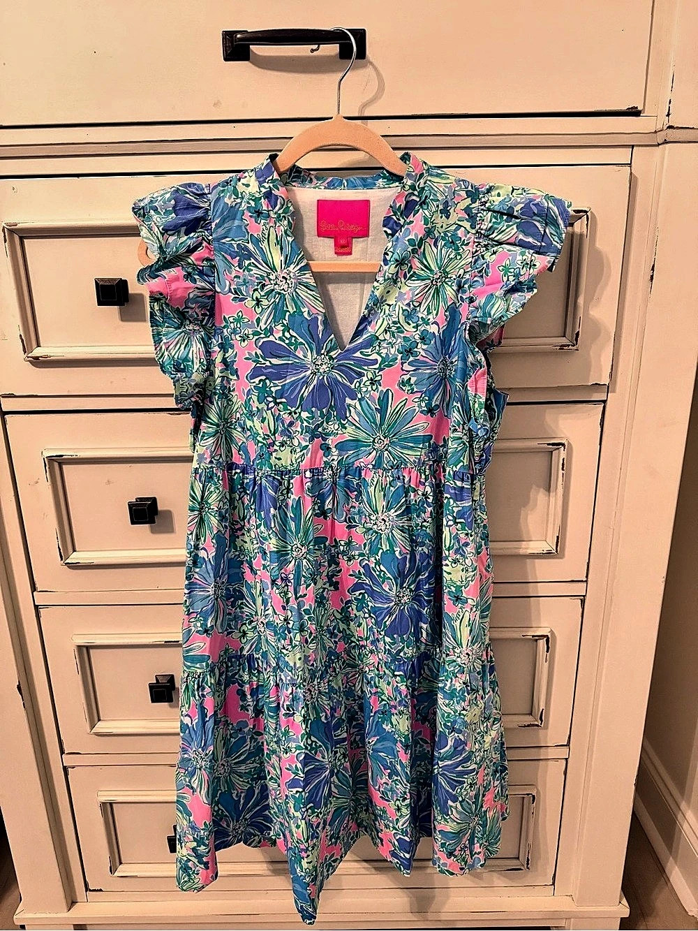 Lilly Pulitzer Floral Mini Dress in Blue & Pink Like New